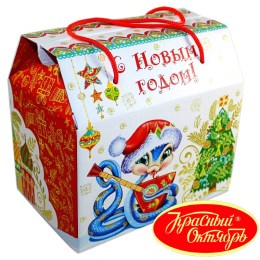 Детский новогодний подарок в картонной упаковке весом 950 грамм по цене 1108 руб в Перевозе